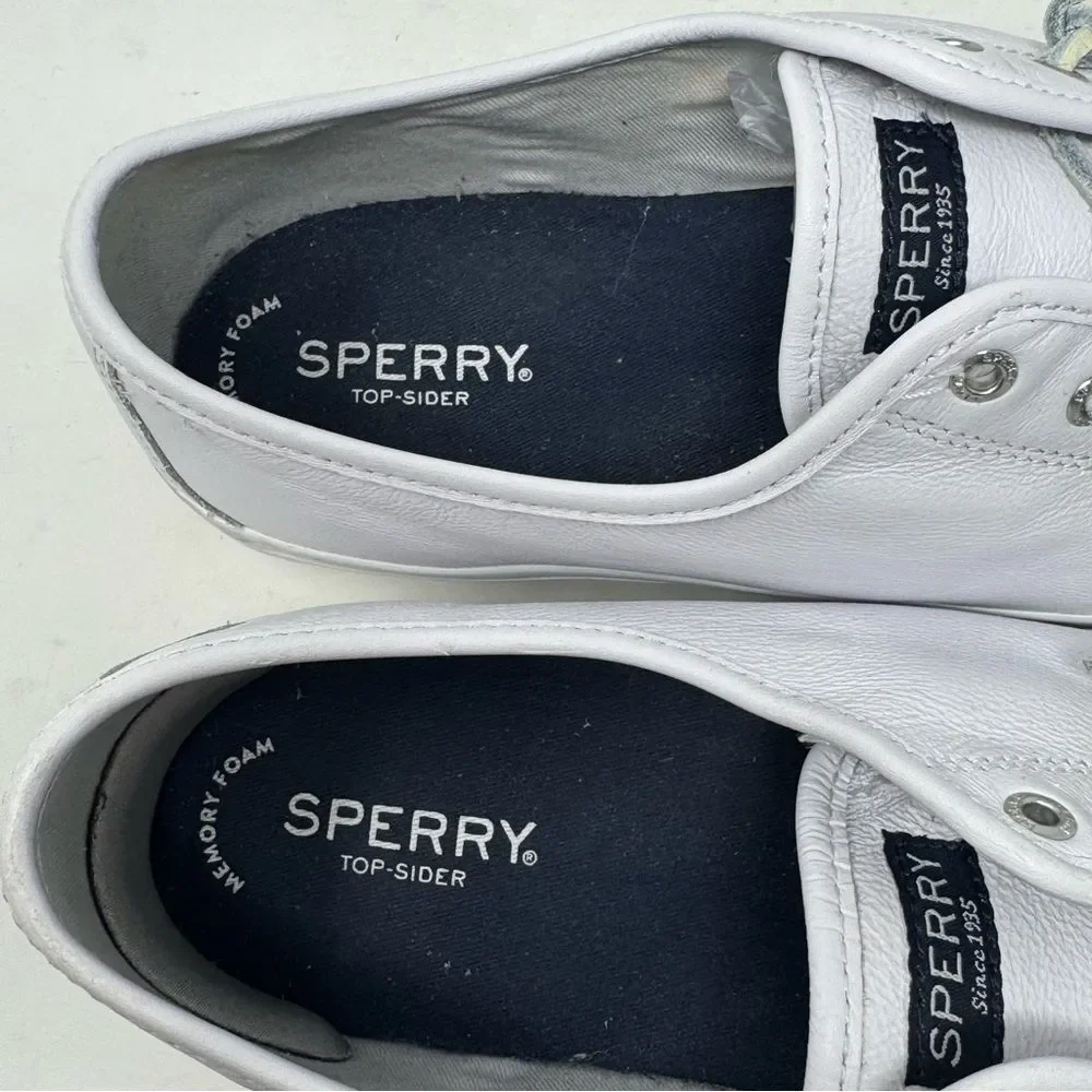 SPERRY | White Leather Lace Up Slip On Sneakers Women’s Size 12